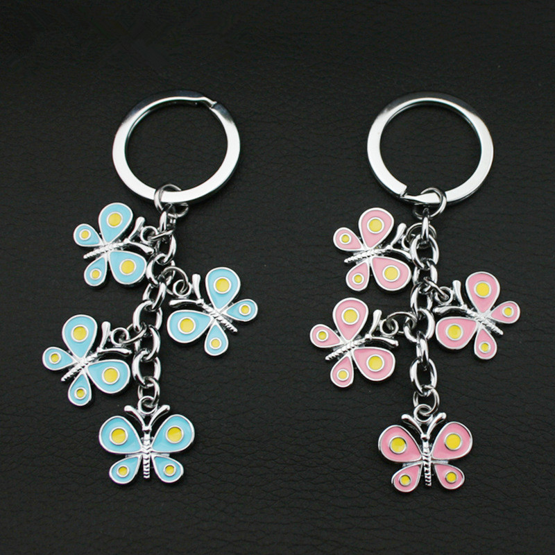 Cung cấp Vòng hình chìa khóa hình con bướm Chuỗi hợp kim kẽm tùy chỉnh Móc treo đồ trang trí cho túi xách nam hoặc nữ