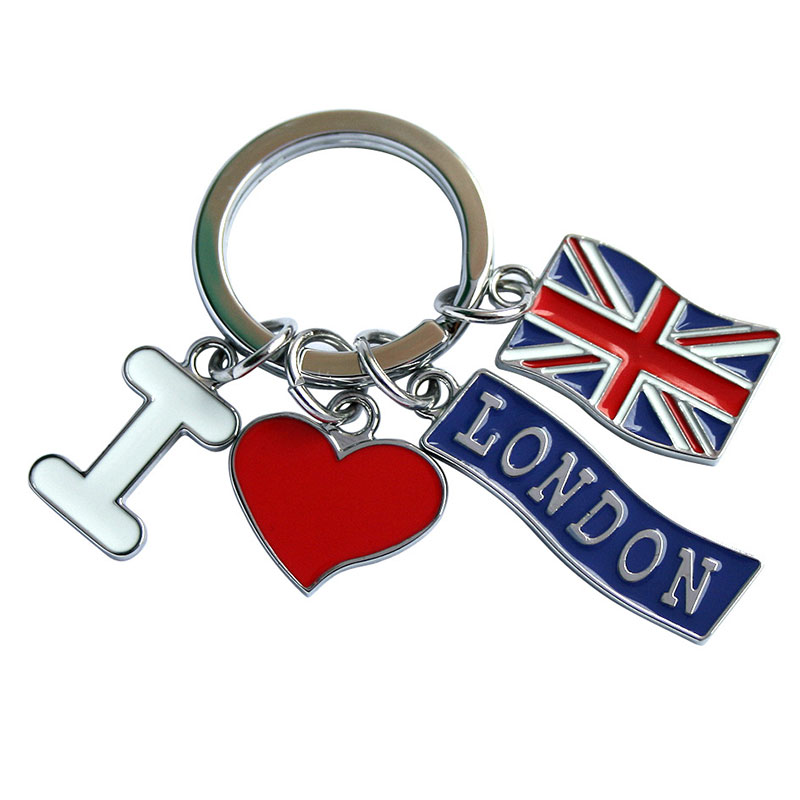 Chìa khóa nhà sản xuất kim loại sáng tạo quốc kỳ Mỹ Sơn cung cấp dây chuyền chìa khóa đỏ móc chìa khóa.