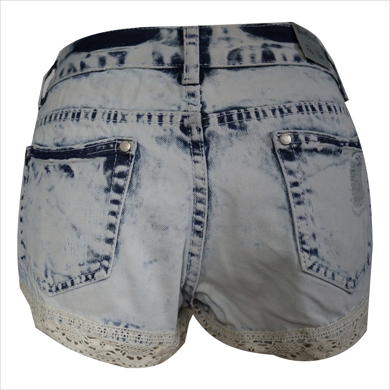 thời trang nữ ren hem jean ngắn WS1014