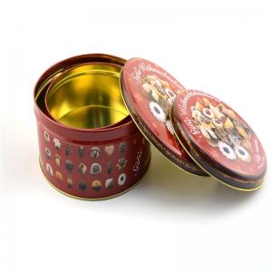 Tùy chỉnh in vòng cookie biscuit hộp thiếc với logo dập nổi