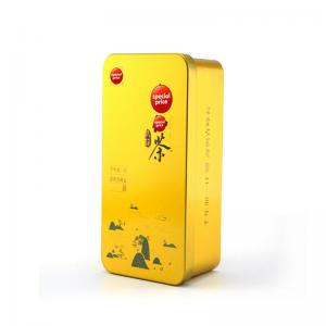 Hình chữ nhật vàng kim loại kết thúc hộp trà thiếc
