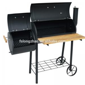 BBQ hai / đôi / đôi thùng chất lượng cao với ống khói và bàn gỗ