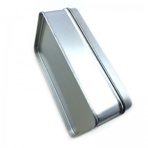 Hộp thiếc mỹ phẩm bạc hình chữ nhật tùy chỉnh với logo dập nổi