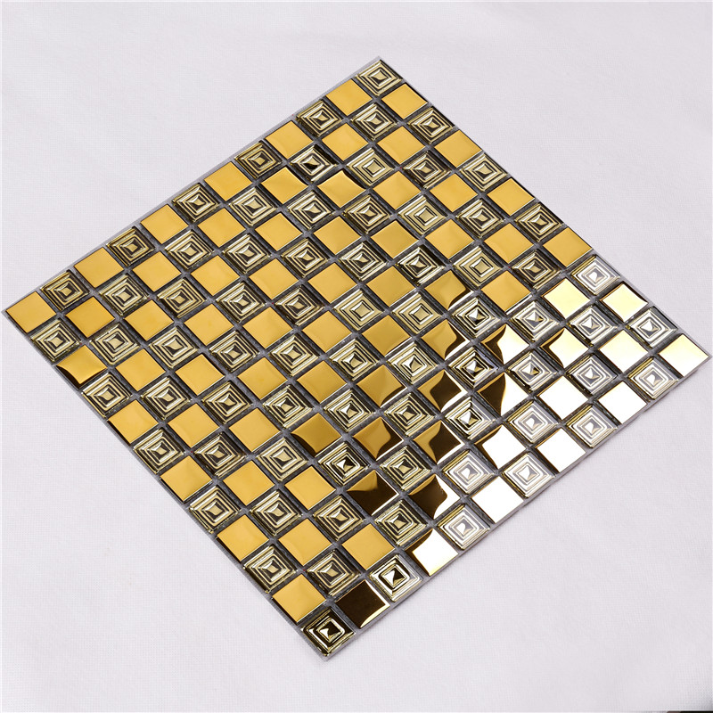 HDT10 Midle East Phong cách kim loại vàng tìm kiếm Gạch khảm thủy tinh vuông