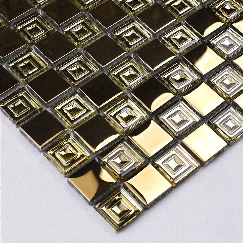 HDT10 Midle East Phong cách kim loại vàng tìm kiếm Gạch khảm thủy tinh vuông