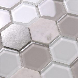 HSL41 Sàn lục giác nhỏ màu trắng xanh độc đáo và trang trí gạch ốp tường