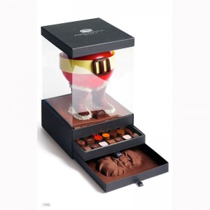 hộp đóng gói quà tặng cứng nhắc với nắp cửa sổ nhựa PVC rõ ràng