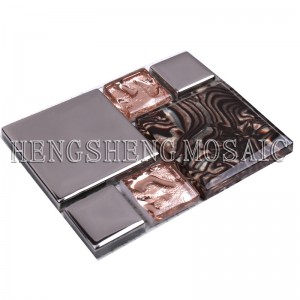 Top lớp mạ điện thủy tinh pha trộn gạch khảm hổ phách cho trang trí nhà bếp