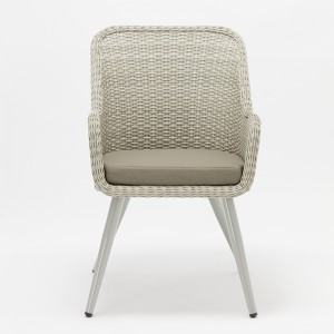 Bàn ghế ngoài trời bằng nhôm mây đặt bàn hình chữ nhật với 6 ghế