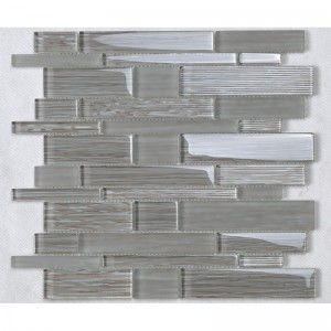 Crystal Glass Random Hỗn hợp Dải khảm Back Splash Splash Xám