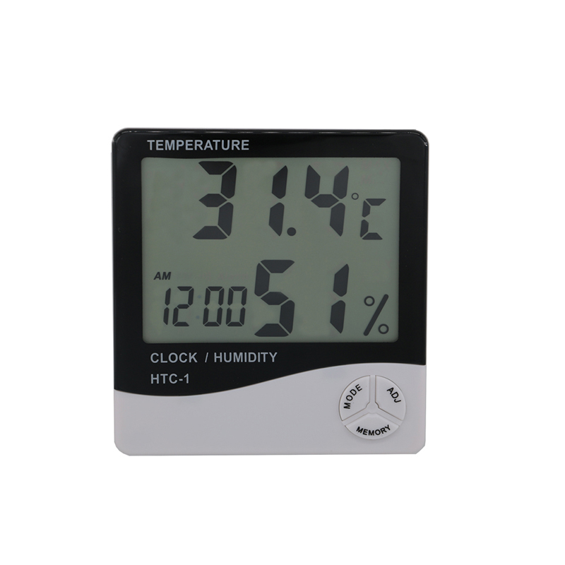 Home Office Ô tô Nhiệt độ Độ ẩm Hiển thị thời gian và Đồng hồ tích hợp với màn hình LCD lớn Nhiệt kế đo độ ẩm