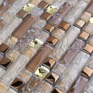 HY06 Bán buôn dán tường pha trộn màu thủy tinh gạch morror khảm hình ảnh