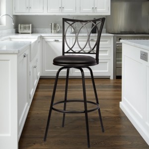 Bar Stool Điều chỉnh chiều cao Xoay PU Da độn Ghế Bar Đen Bộ 2