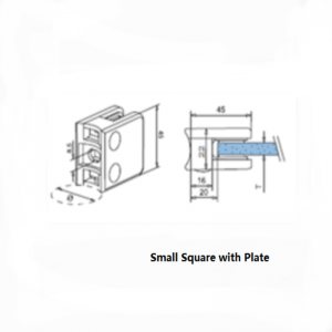 Thép không gỉ loại vuông với kẹp kính