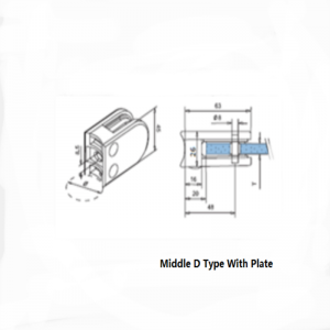 Thép không gỉ loại D kẹp thủy tinh với tấm