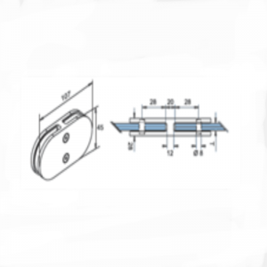 Thép không gỉ 180 độ Trung D Loại kẹp thủy tinh
