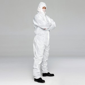 Polypropylen dùng một lần trùm đầu Quần yếm dùng một lần PP thoáng khí