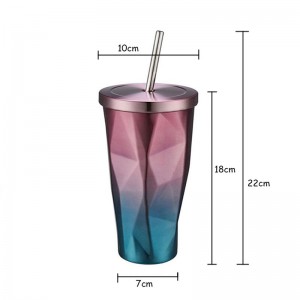 Cốc du lịch 16oz | Cốc thép không gỉ Bình cách nhiệt Cốc cà phê Ice Mug Xe Chén trà có ống hút