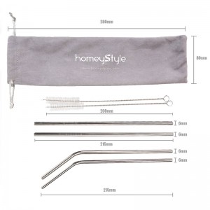 Rơm kim loại SUS304 (18/8) | Ống hút thức ăn bằng thép không gỉ | Ống hút kim loại tái sử dụng