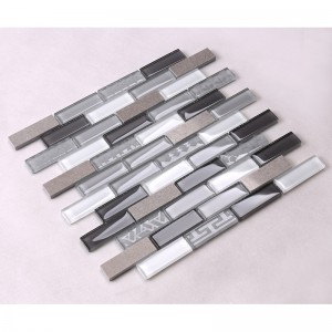 Thiết kế hiện đại Dải màu xám Kính pha trộn Đá cẩm thạch và Đá trang trí Tường gạch ốp lát