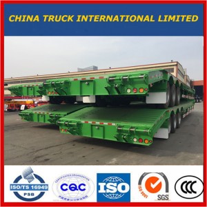 Green 3 trục Máy xúc Vận chuyển Cổ ngỗng Lowboy Low Bed Lowbed Semi Trailer