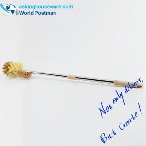 Bàn chải nhà vệ sinh Akbrand Ống thép không gỉ đàn hồi với bàn chải làm sạch đa chức năng nhỏ