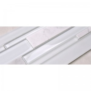 HSD131 Bán nóng Thiết kế mới nhất Trắng Carrara Đá cẩm thạch Hỗn hợp Kính khảm Nhà bếp Gạch ốp lát Tàu điện ngầm