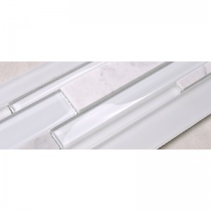 HSD131 Bán nóng Thiết kế mới nhất Trắng Carrara Đá cẩm thạch Hỗn hợp Kính khảm Nhà bếp Gạch ốp lát Tàu điện ngầm