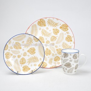 bàn ăn-16 mảnh sứ coupe bữa ăn tối với decal in