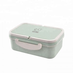 Thân thiện với môi trường BPA Free Wheat Straw \u0026 PP 3 ngăn trẻ em Hộp cơm trưa Bento