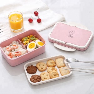 Thân thiện với môi trường BPA Free Wheat Straw \u0026 PP 3 ngăn trẻ em Hộp cơm trưa Bento
