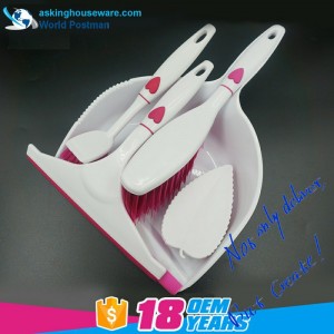 Akbrand với hình trái tim Trang trí chổi quét bụi Bàn chải cửa sổ Squeegee Dish Brush Chà Bàn chải 4in1 Dụng cụ làm sạch Set