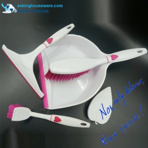 Akbrand với hình trái tim Trang trí chổi quét bụi Bàn chải cửa sổ Squeegee Dish Brush Chà Bàn chải 4in1 Dụng cụ làm sạch Set