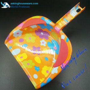 Akbrand Yellow Flower Water Mark Dustpan Brush Chổi với PVC Line ở Lối vào Dustpan