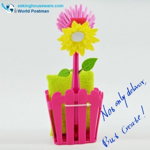 Bàn chải làm sạch nhà bếp Akbrand và thùng lưu trữ được thiết lập với mút và miếng bọt biển