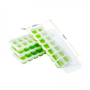 BPA Silicone an toàn cấp thực phẩm miễn phí 4 gói Khay đá 14 viên có nắp
