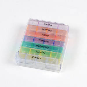Màu cầu vồng 7 ngày Một tuần Một bộ Tháp kiểu ngăn kéo Hộp hình bầu dục