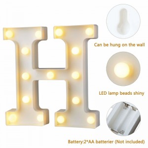 Bảng chữ cái đèn LED thắp sáng chữ trắng nhựa chữ đứng A-M \u0026