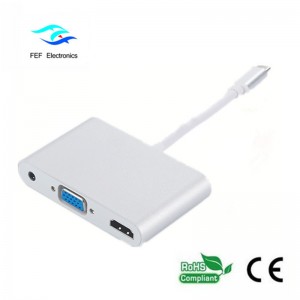 cổng hiển thị mini / USB 3.1 loại c sang HDMI + VGA nữ + âm thanh Mã: FEF-DPIC-016