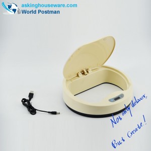 AKbrand Kitchen Rác tự động cảm ứng có thể với bộ sạc điện, màu vàng nhạt, 15 lít