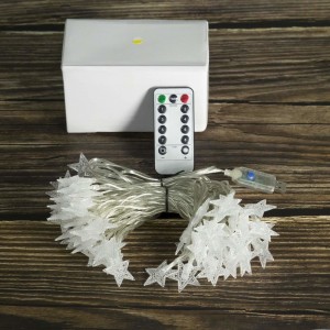 Đèn dây, Rymbo 34ft Đèn hình ngôi sao trong nhà / ngoài trời Đèn LED trắng ấm lấp lánh \u0026 USB được cung cấp \u0026 Cáp trong suốt \u0026 Bộ chuyển đổi từ xa