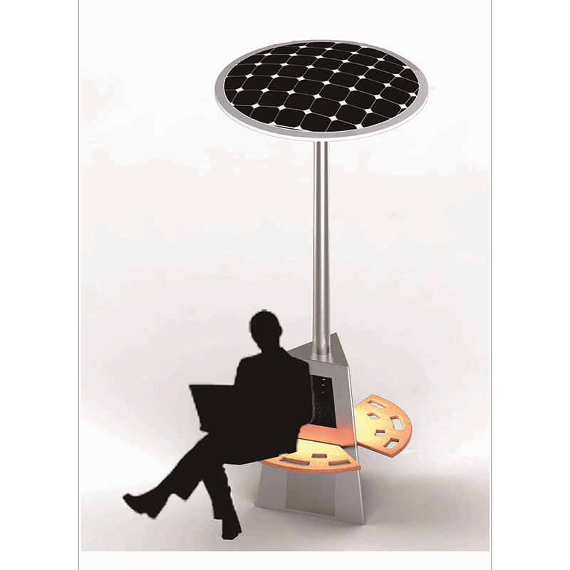 Băng ghế dự bị năng lượng mặt trời thông minh với đèn LED chiếu sáng và bộ sạc USB cho điện thoại