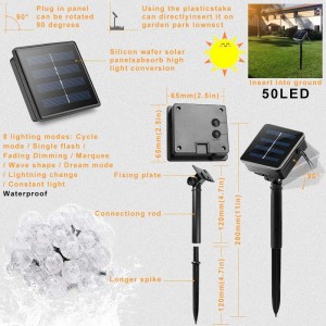 đèn năng lượng mặt trời chuỗi 50 LED bong bóng pha lê hình cầu 7 m / 23 ft 8 chế độ Giáng sinh cổ tích thích hợp cho ngoài trời cảnh quan sân vườn sân vườn gia đình kỳ nghỉ con đường bên bãi cỏ tran...