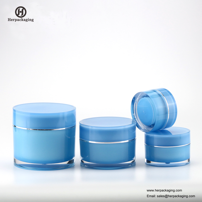 HXL212 Vòng rỗng Màu xanh sáng bóng Mỹ phẩm Jar Tường đôi Container Skincare Jar