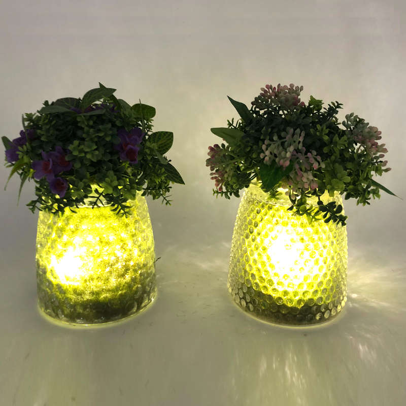 Mặt bàn bằng kính LED trang trí cây mọng nước nhân tạo với bình cầu hiển thị
