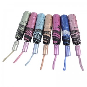 Chất liệu màu hồng uv với in 3 ô dù đầy đủ chức năng mở