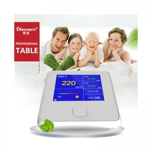 Máy theo dõi chất lượng không khí trong nhà ngoài trời Kỹ thuật số phân tích khí PM2.5 TVOC HCHO AQI PM10 Máy phân tích không khí có pin sạc