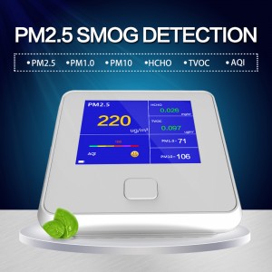 Máy theo dõi chất lượng không khí trong nhà ngoài trời Kỹ thuật số phân tích khí PM2.5 TVOC HCHO AQI PM10 Máy phân tích không khí có pin sạc