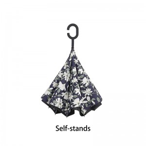 Dù che mưa bằng gió với thiết kế in hoa đảo ngược