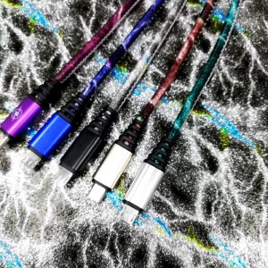 Shining PU leather Sạc nhanh Vòng nhôm Vỏ USB cho micro USB, Loại C, sạc sét iPhone và đồng bộ hóa